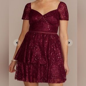 David’s Bridal “DB Studio” sequin lace party dress